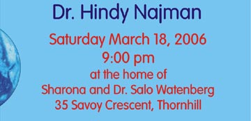 Dr. Hindy Najman Saturday March 18, 2006